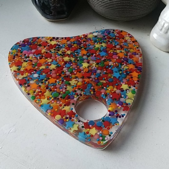 Handmade Rainbow Sprinkles Resin Ouija Planchette - Picture 4 of 11